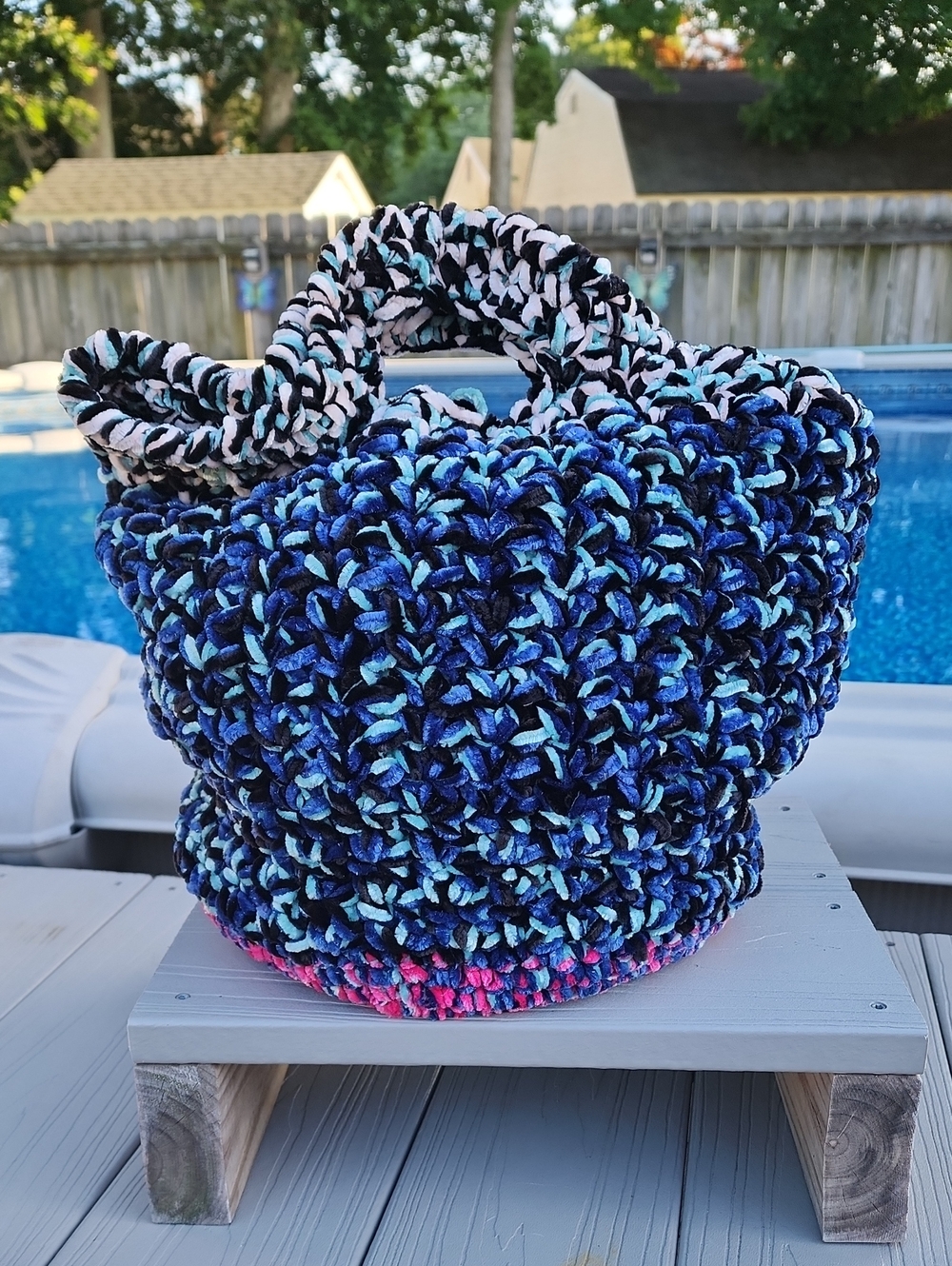 Hand Crocheted  Multicolor Crochet Tote Bag - Made With 3 Strands